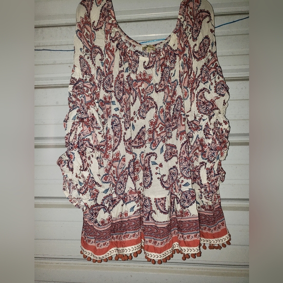 3X Plus Size Democracy Women's Paisely Print blouse shirt top - Picture 3 of 7